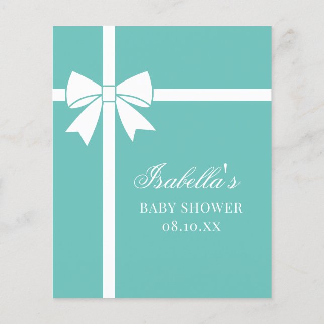 Elegant Teal Blue Baby Shower Guessing Game (Back)