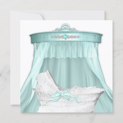 Elegant Teal Blue Baby Shower Invitation
