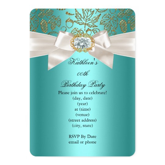 elegant-teal-blue-birthday-party-damask-cream-invitation-zazzle