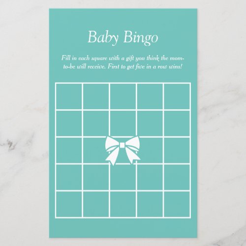 Elegant Teal Blue  Bow Baby Shower Guessing Game