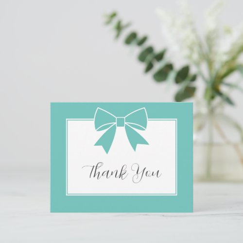 Elegant Teal Blue Bow Sweet 16 Girl Birthday Thank You Card