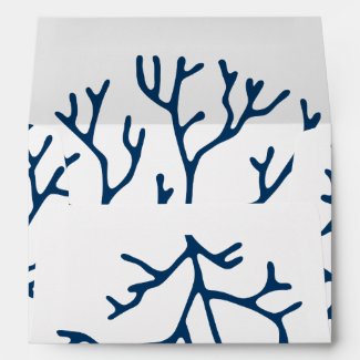 Elegant Teal Blue Coral Pattern - Ocean Themed Envelope