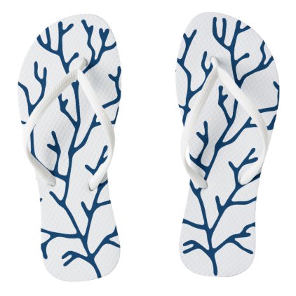 Elegant Teal Blue Coral Pattern - Ocean Themed Flip Flops