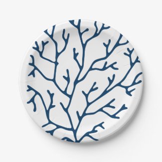 Elegant Teal Blue Coral Pattern - Ocean Themed Paper Plates