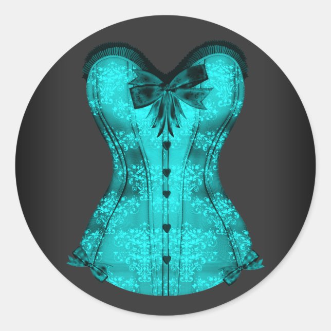 Elegant Teal Blue Corset Stickers (Front)