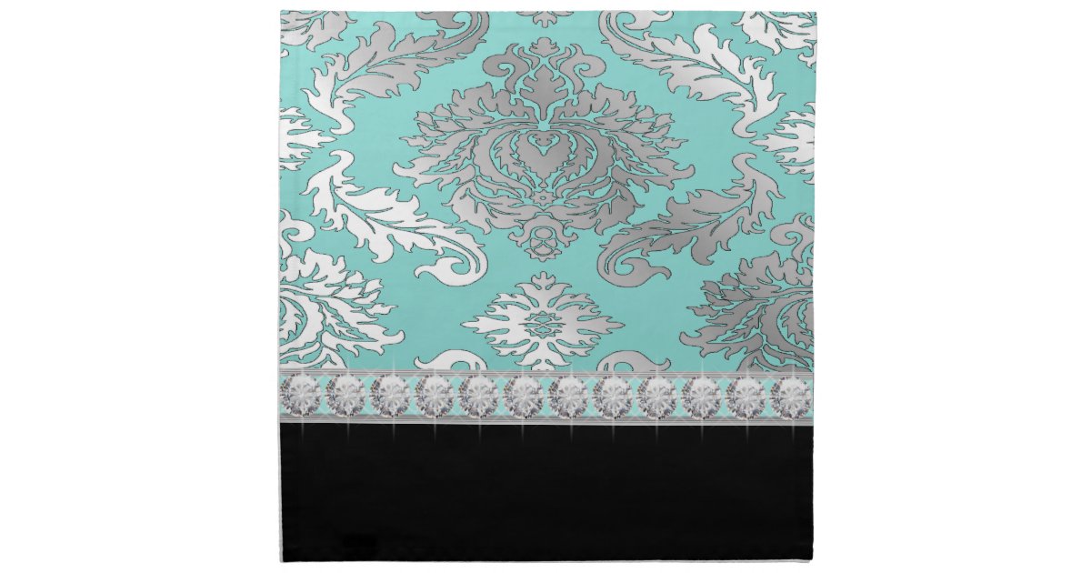 Elegant Teal Blue Damask Dinner Napkins Zazzle