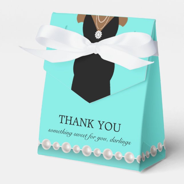 Elegant Teal Blue Ethnic Tiffany Theme Baby Shower Favor Boxes (Front Side)