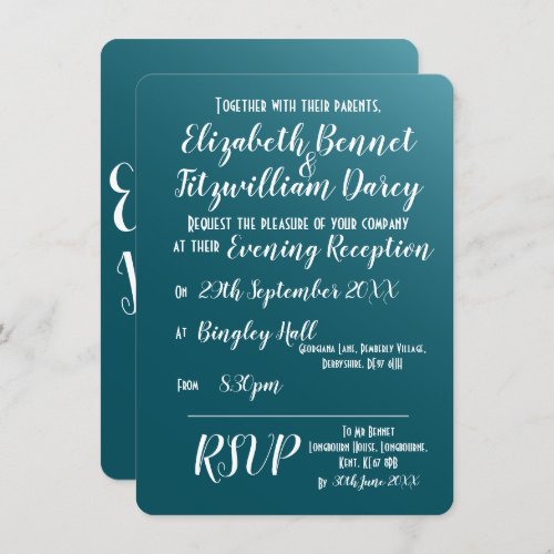 Elegant Teal Blue Evening Invitation