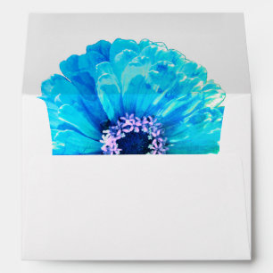 Elegant Teal Blue floral flower Daisy Envelope