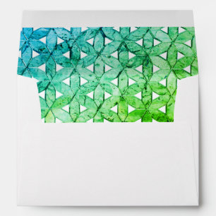 Elegant teal blue flower of life pattern envelope