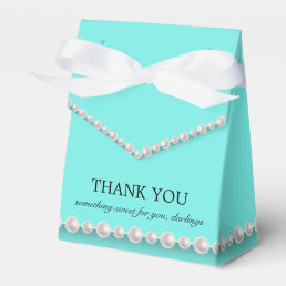 Elegant Teal Blue Glam Tiffany Theme Baby Shower Favor Boxes