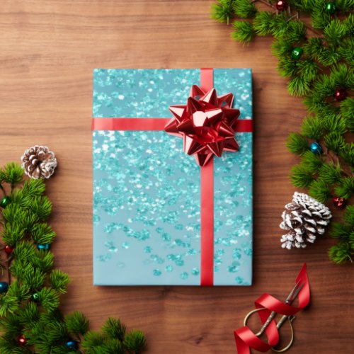 Elegant Teal Blue Glitter Ombre Cascading Wrapping Paper