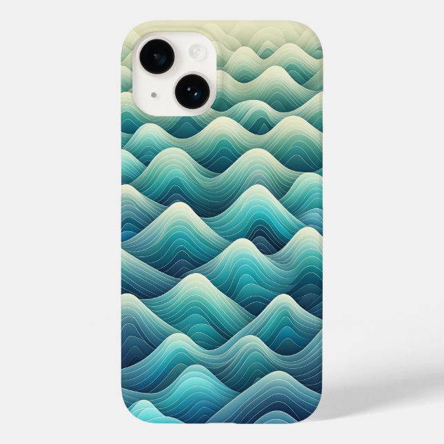 Elegant Teal Blue Gradient Waves Phone Case Modern (Back)