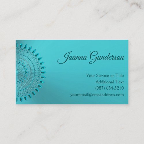 Elegant Teal Blue Green Mandala Business Card