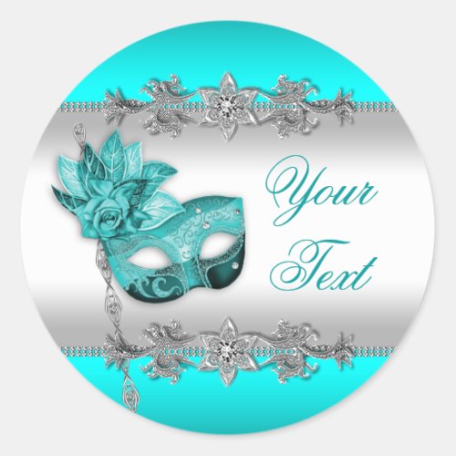 Elegant Teal Blue Masquerade Party Stickers