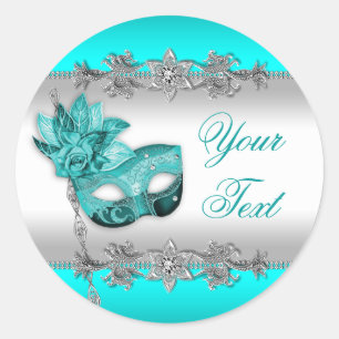 Elegant Teal Blue Masquerade Party Stickers
