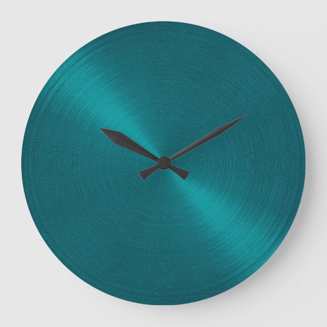 Elegant Teal Blue Metallic Look Sheen Large Clock (Front)