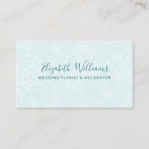 Elegant Teal Blue Mint Line Art Pastel Business Card