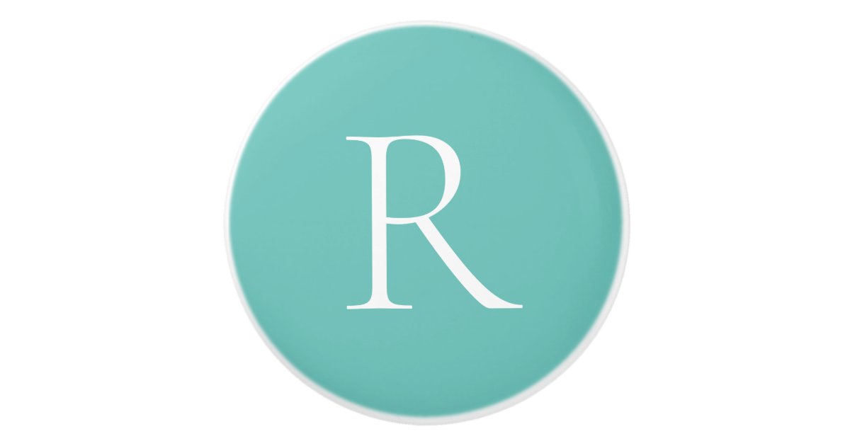 Elegant Teal Blue Monogram Ceramic Knob | Zazzle