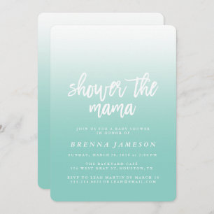 Elegant Teal Blue Ombre Baby Shower Invitation
