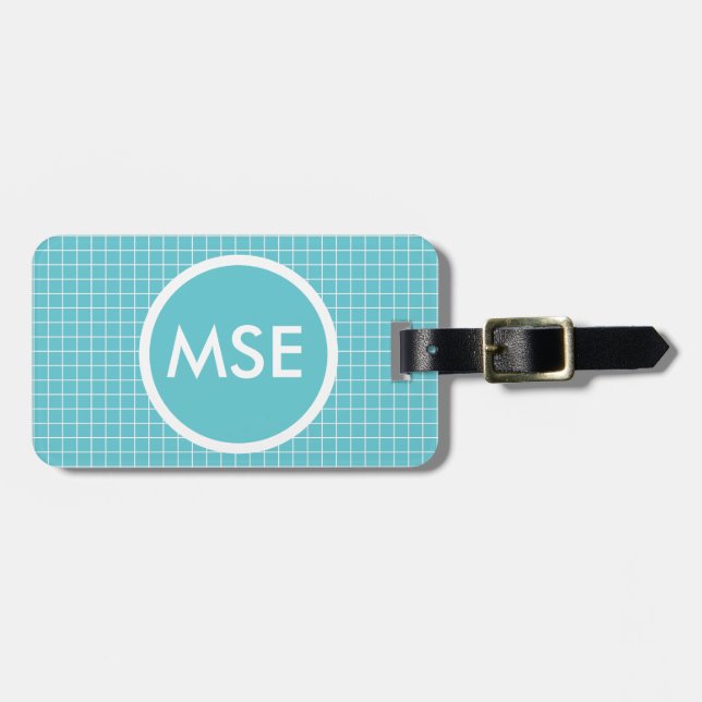 Elegant teal blue pattern bags luggage tag (Front Horizontal)