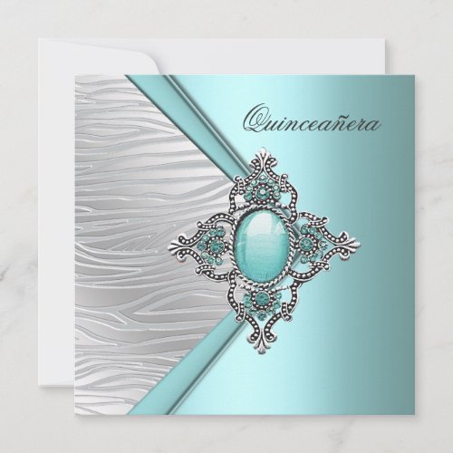 Elegant Teal Blue Quinceanera Personalized Invitations