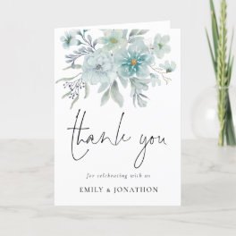 Elegant Teal Blue Sea Mist Floral Thank You