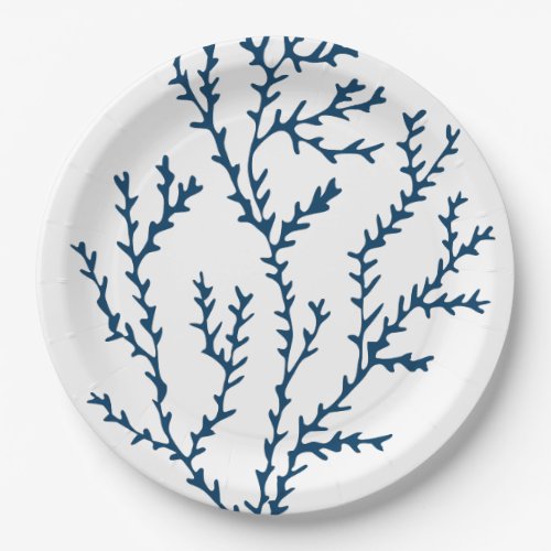 Elegant Teal Blue Seaweed Pattern _ Ocean Themed Paper Plates