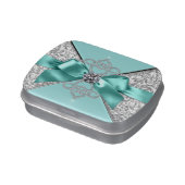 Elegant Teal Blue Sweet 16 Birthday Party Candy Candy Tin (Side)