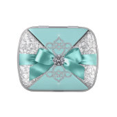 Elegant Teal Blue Sweet 16 Birthday Party Candy Candy Tin (Top)