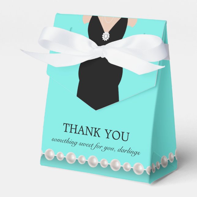 Elegant Teal Blue Tiffany Theme Baby Shower Favor Boxes (Front Side)