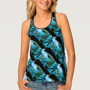 ELEGANT TEAL BLUE TURQUOISE PEACOCK TANK TOP
