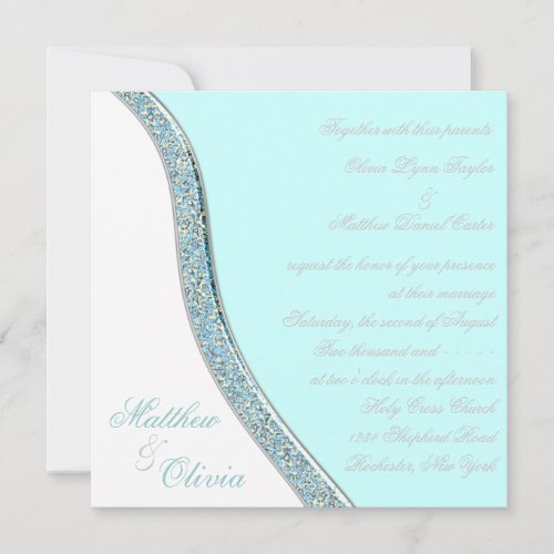 Teal Blue Wedding Announcements