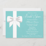 Elegant Teal Blue White Ribbon Bridal Shower Invitation at Zazzle