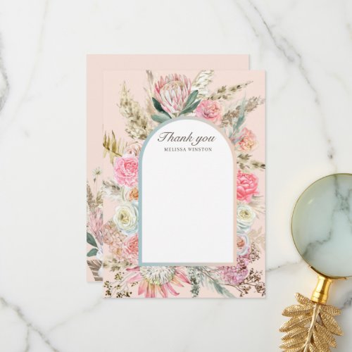 elegant teal bohemian floral Thank You Card