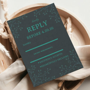 Elegant Teal Botanica RSVP Card
