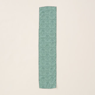 Elegant Teal Botanical Daisy Geometric Art Scarf