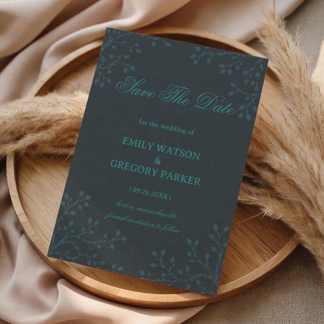 Elegant Teal Botanical Save The Date (Creator Uploaded)