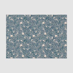 Elegant Teal Botanical Swirl Seamless Pattern Tissue Paper