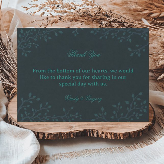 Elegant Teal Botanical Thank You Card (Creator Uploaded)