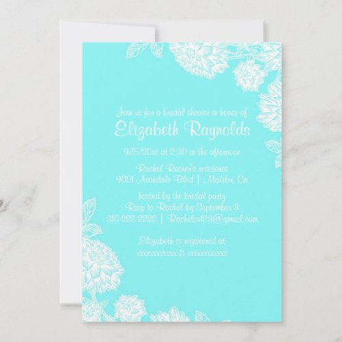 Elegant Teal Bridal Shower Invitations