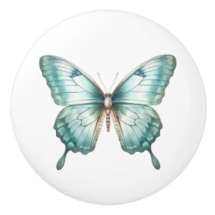 Elegant Teal Butterfly Turquoise Blue Drawer Knob