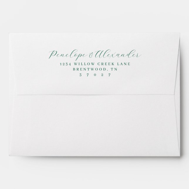 Elegant Teal Calligraphy Envelope (Back (Top Flap))