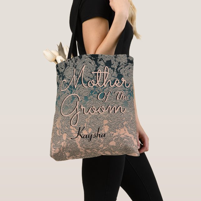 Elegant Teal Champagne Mother Of The Groom Tote Bag (Close Up)