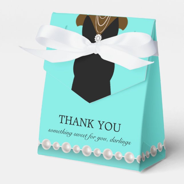 Elegant Teal Chic Ethnic Tiffany Theme Baby Shower Favor Boxes (Front Side)