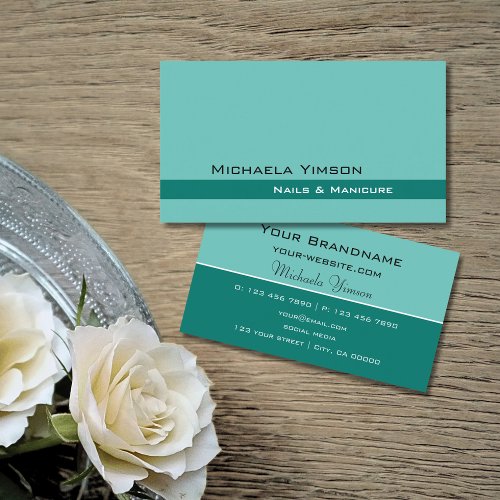 Elegant Teal Classic Modern Simple Professional Business Card