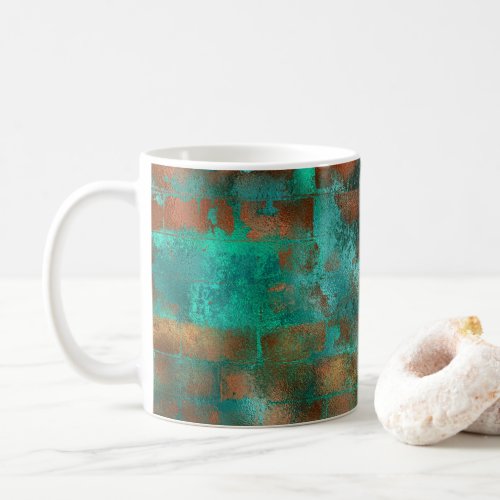 Elegant Teal Copper Abstract Chic Coffee Mug