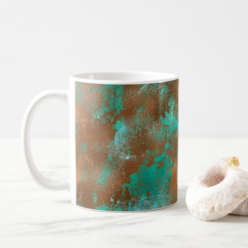 Elegant Teal Copper Patina Abstract Coffee Mug