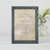 Elegant Teal Copper Wedding Invite (Standing Front)