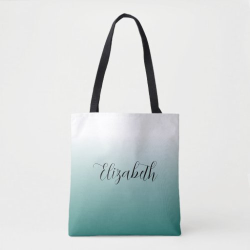 Elegant Teal Create Your Own Typography Name Tote Bag